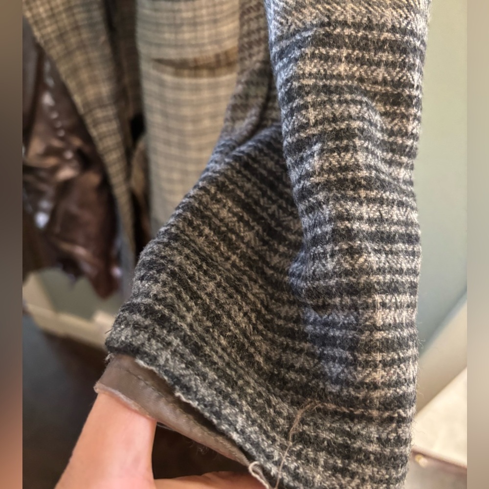 Grizas Plaid Long Coat in Brown and Gray - Picture 4 of 11